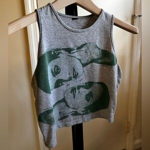 Gray Tank Top with Green Graphic